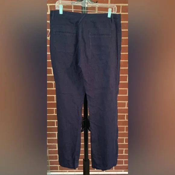 Joie Navy Linen Wide Leg Drawstring Pants 💙 Quiet Luxury, Casual, Vacation, Chic - Picture 3 of 7
